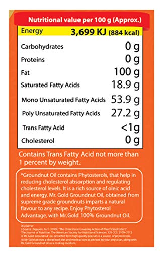 Image of Mr.Gold Groundnut Oil Pet, 1 L | Pure | Natural | No preservatives | No artificial fragrances- Total 1L