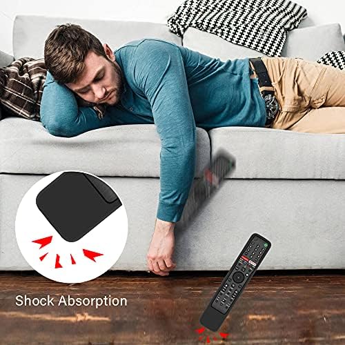 Cover for Sony Remote Control RMF-TX600E RMF-TX600U RMF-TX611 RMF-TX621U RMF-TX500E RMF-TX500U Smart Voice Remote Case Protective Silicone Sleeve Skin Holder Battery Back Protector Replacement-Black