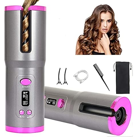 Nytlivet Cordless Auto Hair Curler, Automatic Curling Iron, with 6 Adjustable Temperature and Timer Settings LCD Display, Portable Rechargeable USB Auto Hair Curler Cover