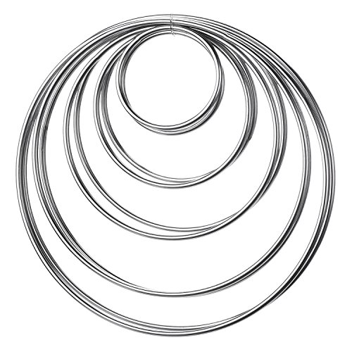 EBOOT 10 Pcs Metal Rings for Crafts Dream Catcher Hoops Macrame Gift Steel Craft Rings Floral Hoop for Making Wedding Wreaths Macrame Wall Hanging Decor 2/3/ 4/5/ 6 Inches(Silver)