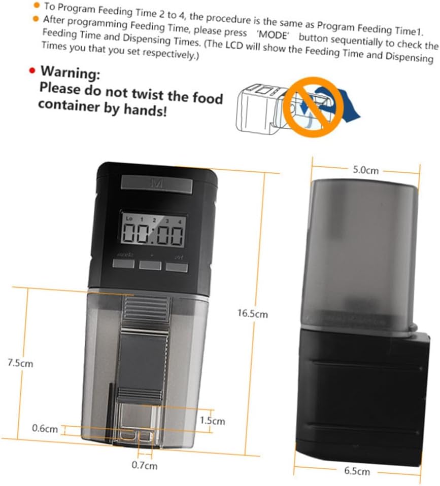 Automatic Fish Feeder for Tanks Mini Timing Aqua-Feeder Capacity Abs Material Black Fish Tank Accessories for Healthy Feeding up to Daily