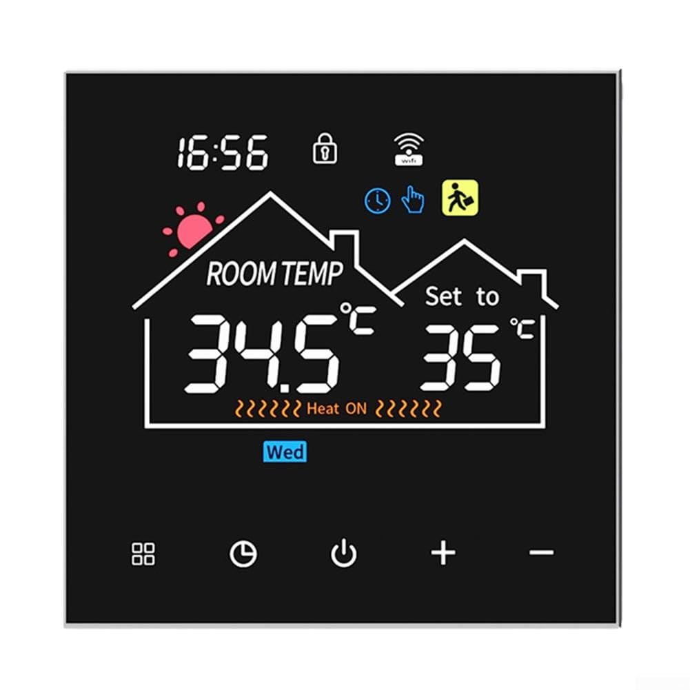 WiFi Programmable Smart Heating Thermostat with LCD Touch Screen, Smartphone Remote Control, 5+2/6+1/7 Days Flexible Temperature Programming Six Slots