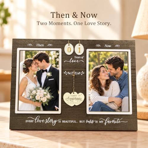 Anniversary Picture Frame, Then & Now Gift for Couples, 1-99 Years - Image 5