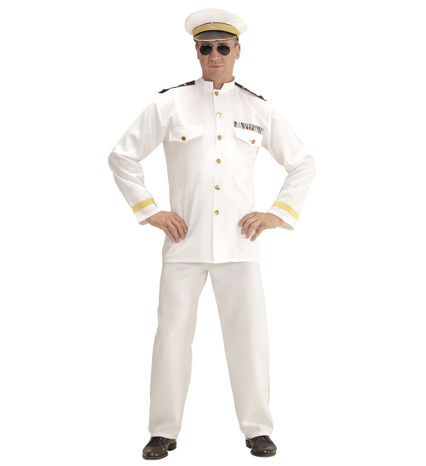 W WIDMANN MILANO Party Fashion - Navy Captain Costume for Men, Sailors, Marine World, Navigation, Cruise, Show, Carnival, Theme Parties, Size L