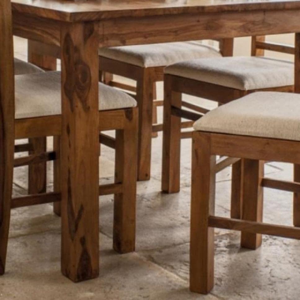 Image of APRODZ Solid Sheesham Wood Dining Table Set of 8 Seater Dinner Dinning Table with 8 Chair for Dining Furniture for Living Room Home Hotel Office Self Assembly (Teak Finish)