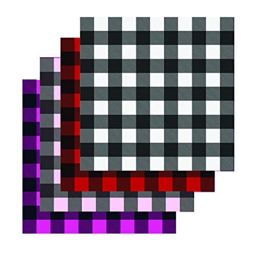 Four 12" X 12" Buffalo Plaid Check Printed Pattern Outdoor Vinyl, Individual Colors Or Mixed by Blinggasm (Mixed Colors)