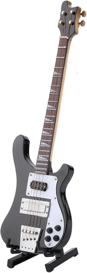 Modelo de Baixo Em Miniatura Preto Com Suporte e Estojo Ornamento Musical para Crianças ou Músicos