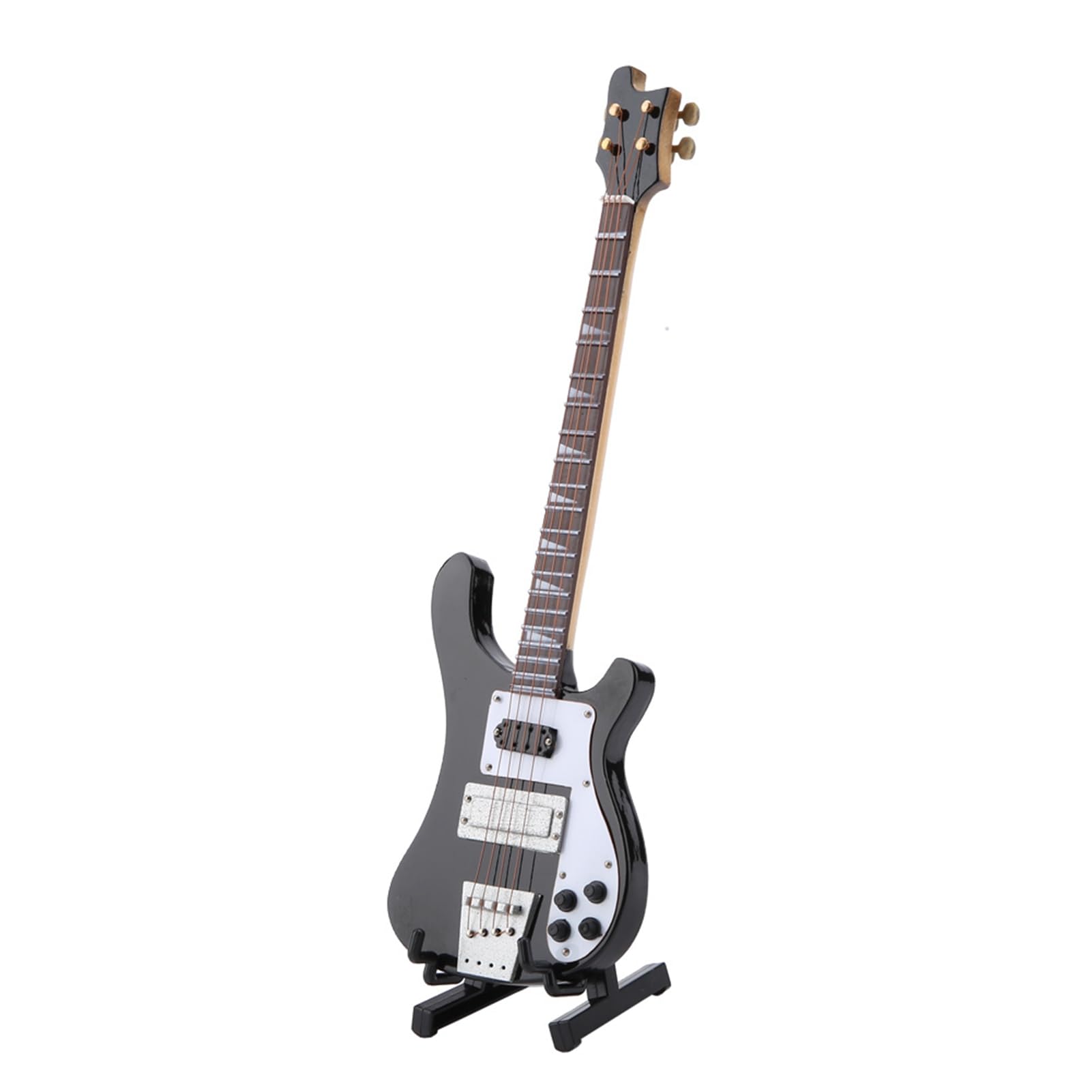 Jelquix Black Exquisite Miniature Bass Guitar Model Ornament With Stand And Case Novel Design Ideal Christmas Birthday Music Enthusiasts