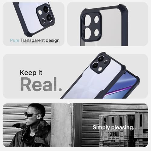 Image of Outlouders Back Cover for Oppo K13 5G | Ultra Hybrid Transparent | Full Camera Protection | Raised Edge | Crystal Clear Bumper Case(Blue)