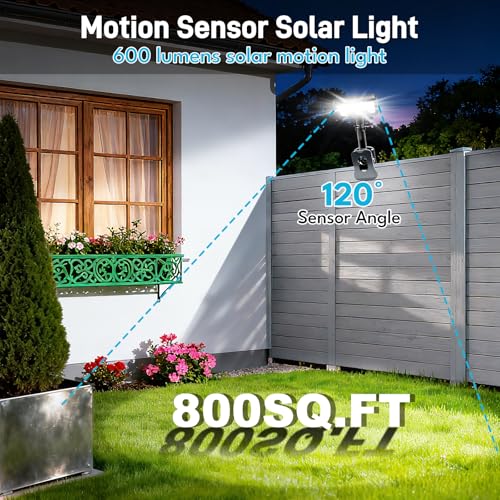 Image of Clip On Solar Motion Lights Outdoor, Motion Sensor Outdoor Lights with 92 LEDs, 360Rotatable Adjustable Solar Fence Lights (600 LM,6000 K), Waterproof Security Light for Deck,Gutter,Camping (2 Pack)