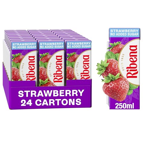 Ribena Strawberry Juice Drink Cartons - Multipack 24x250ml; No Added Sugar Real Fruit; Rich In Vitamin C; No Artificial Colours or flavours ; Perfect For On The Go