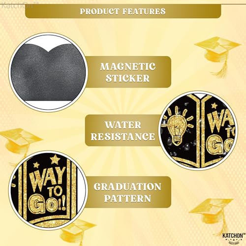 Image of KatchOn, Graduation Car Magnets 2026 with Balloons - Pack of 51 | Magnetic Grad Stickers, Grad Balloons for Grad Parade Car Decor | Black and Gold Graduation Car Decorations 2026