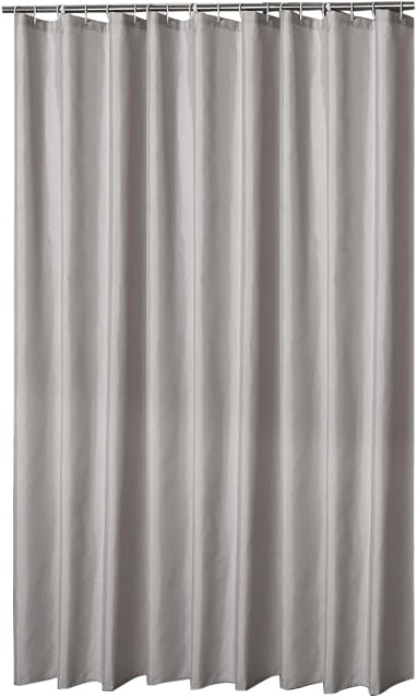 Sfoothome Waterproof Polyester Fabric Shower Curtain,Midew Resistant Washable Bath Curtain For Bathroom With Anti Rust Grommets, Plastic Curtain Rings And Heavy Weighted Hem (180 x 180cm, Gray)