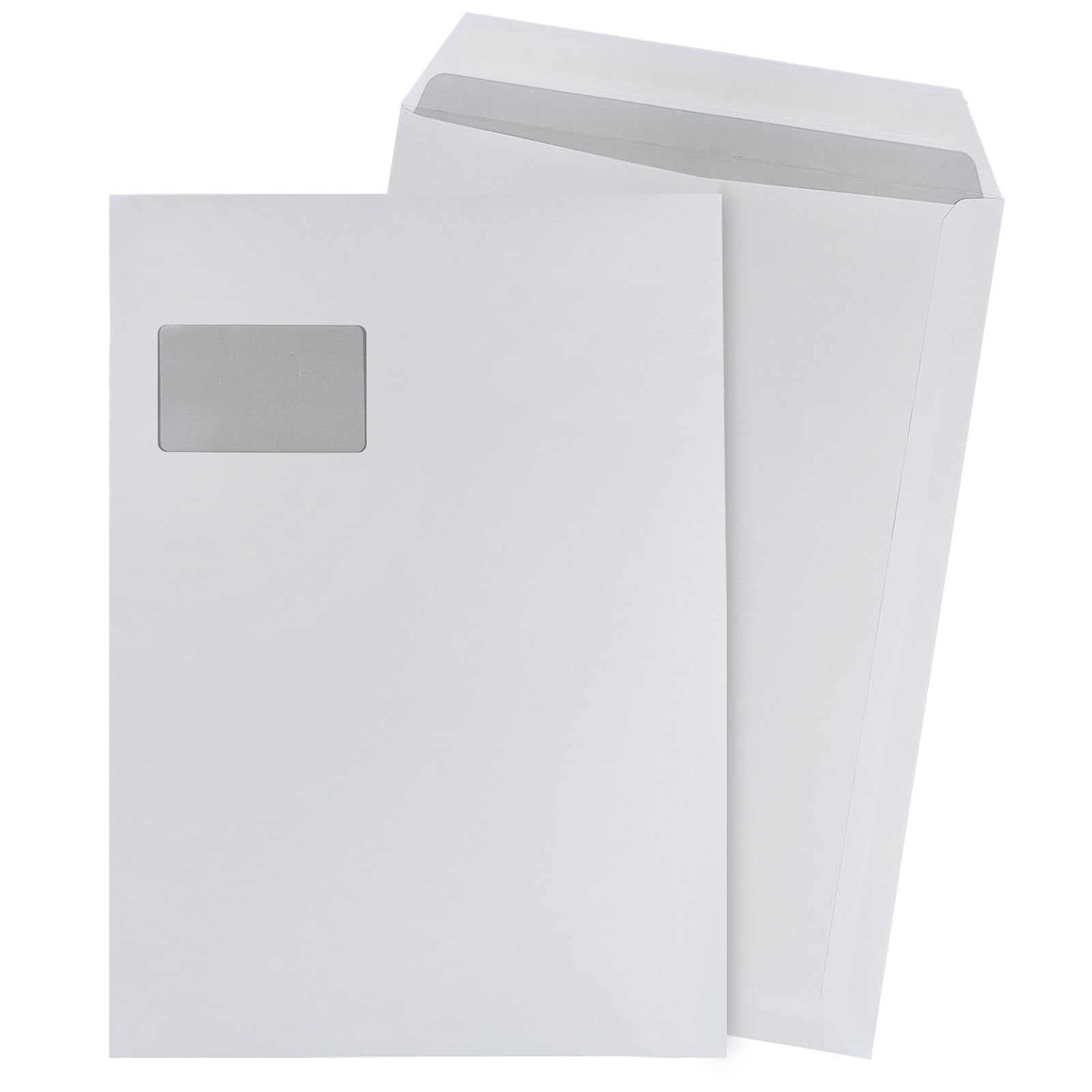 versando 250x Versandtaschen C4 mit Fenster Haftklebend 229 x 324 mm weiß: Briefumschläge für Büro, wichtige Unterlagen, blickdicht, einfach verschließbar (1 Karton)