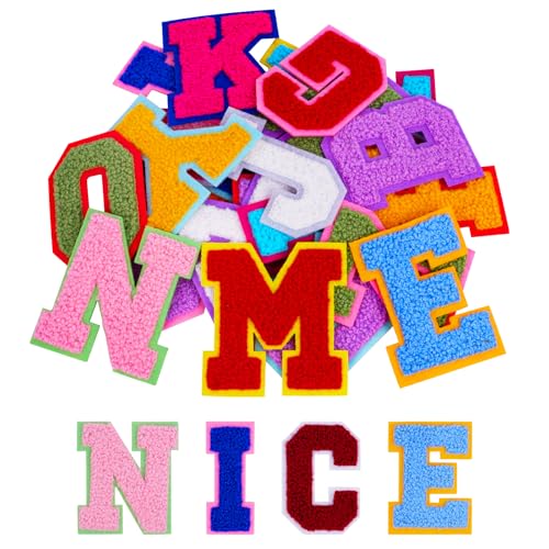AOOTE Pegatinas de Letras para Planchar,26 Pcs Letras Termoadhesivas para Ropa con Letras de la A a la Z,Parches de Alfabeto de Coser Parches para Vestido,Sombrero,Vaqueros,Azul