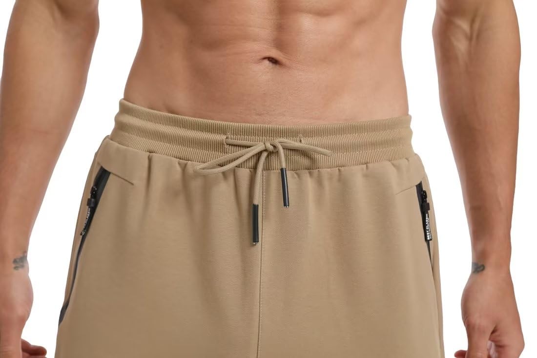 Tansozer Pantaloni Sportivi Uomo Joggers Cotone Pantalone Running Jogging Felpa Fitness Elasticizzati Cachi L