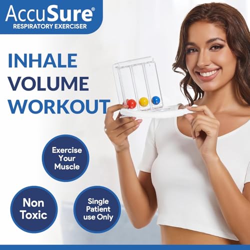 Image of AccuSure 3 Ball Spirometer | Lung Exerciser | Respiratory Exerciser | Breathing Exercise | Respirometer | Breath Measurement System | Deep Breathing Lung Exerciser | Washable, Hygienic & Detachable