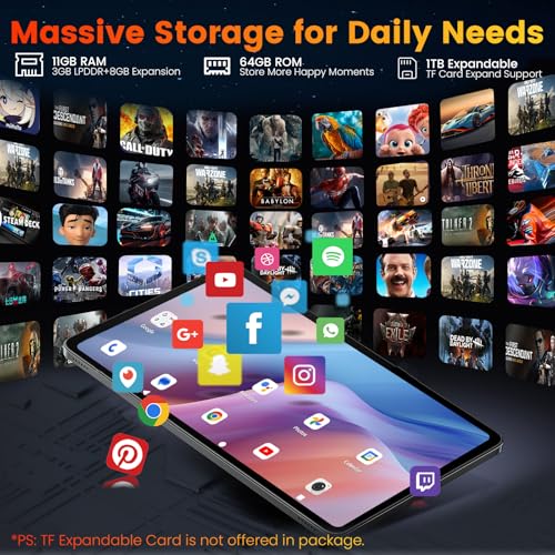 Image of Android 15 Tablet 8.7 inch, Mini Tablet 5000mAh, Dual-Band WiFi & BT5.0, 11GB RAM & 64GB ROM 1TB Expandable, Tablet Computer with IPS HD Display, Kids Tablet Support GPS, GMS, Widevine L1