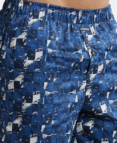 Image of Jockey NY07 Men's Super Combed Cotton Satin Weave Printed Boxer Shorts with Side Pocket