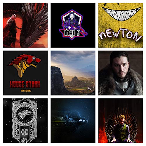 5 Ace Set of 9 House_Stark_Ironman Full Glue Gamer Sticker Poster (12x18 Inch Each,Multi Color,Sticker Paper) Combo Pack