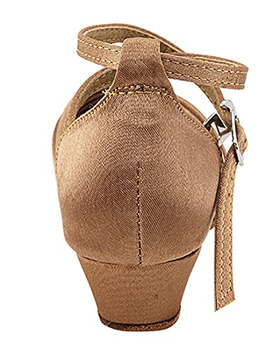 Very Fine Ballroom Latin Tango Salsa Dance Shoes for Girls - 6005G - 1.5 inch Heel-Brown Satin - Size - 2.5 M4