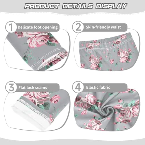 Girls' Leggings Shabby Chic Vintage Rose Ankle Length Printed Leggings Comfort Pants for Kids 4-10 Years4
