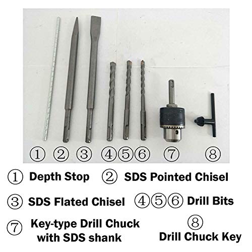 SDS Plus Bohrer-Bits, 1500 W, bürstenloser Bohrhammer für Zuhause, Werkstatt, Heimwerker, Elektrowerkzeuge, Beton… – Bild 4