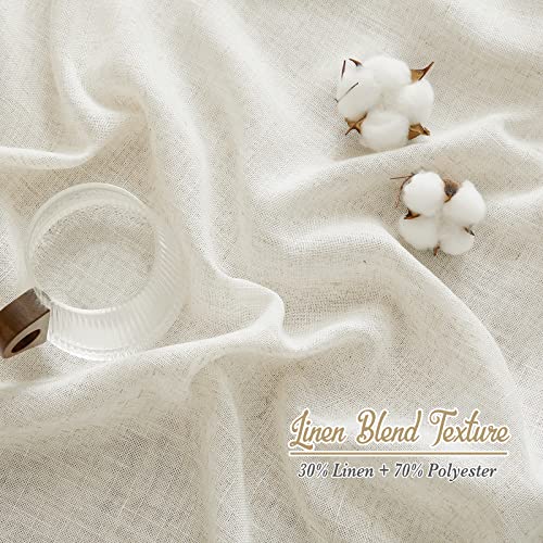 Nicetown Linen Burlap Bedroom Curtains 63 Inches Long, Grommet Semi Sheer Flax Linen Weve Drapes Privacy With Light Filtering Window Treatmentes For Kids Room, W42 X L63, Set Of 2 #TOP3