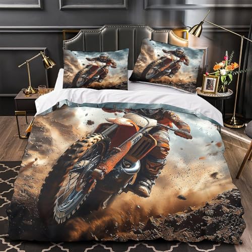 Housse de couette motocross 140x200 parure lit microfbre - 2