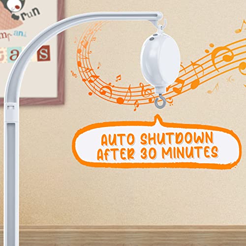 Feisike Baby Crib Mobile Arm With Music Box Spin Motor,23 Inch,Volume Control,3 Modes(Turn & Music,Turn Only, Music Only),Nursery Decor Hanger,Holder For Diy Clamp Mobile,12 Lullabies,30 Min Auto-Off #TOP4