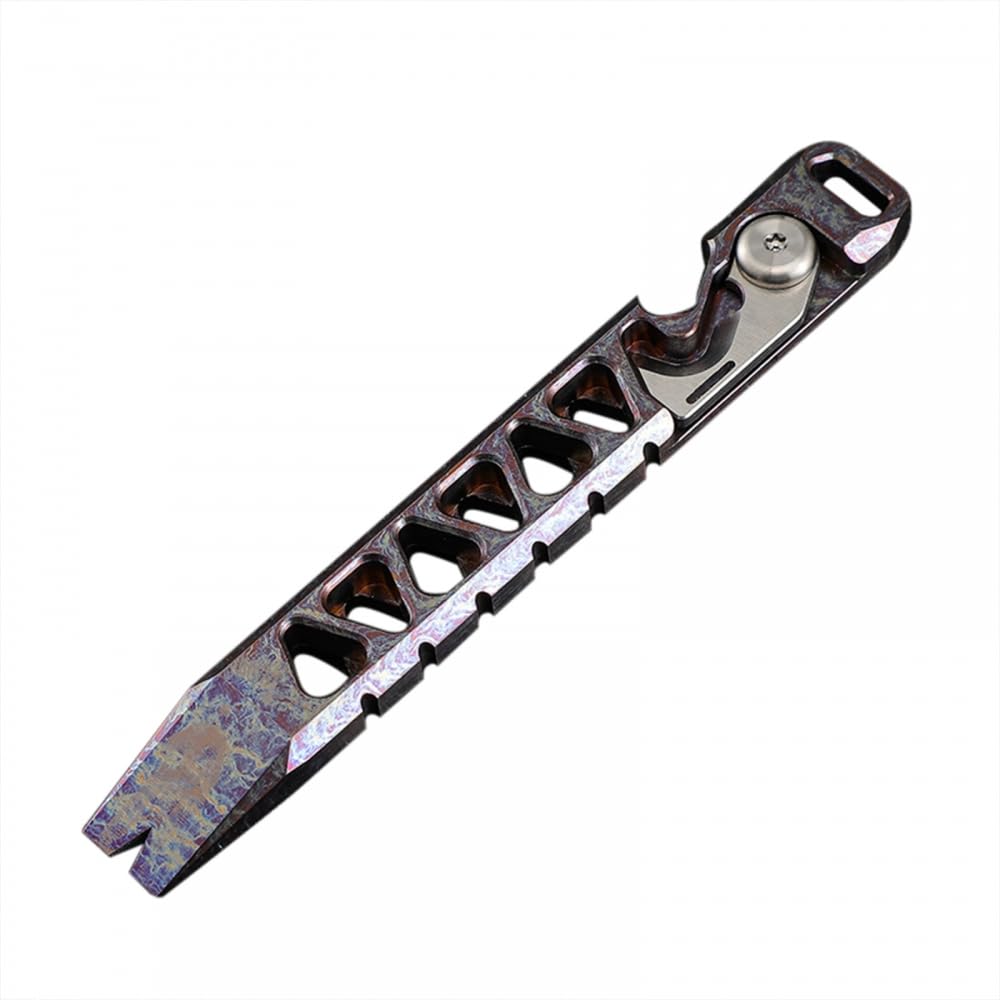 EDC Pry Bar Titanium Alloy Key Ring with Bottle Opener/Quick Cut Function for Outdoor Use