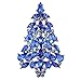 EVER FAITH Party Christmas Tree Teardrop Blue Austrian Crystal Brooch Pin Silver-Tone