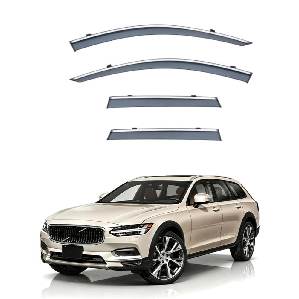 QOEMRHELT 4pc Set In-Channel Wind Deflectors, for V90 2017–2025 Window Visors Rain Guards Vent Visors Rain & Sun Protection,Car Accessories