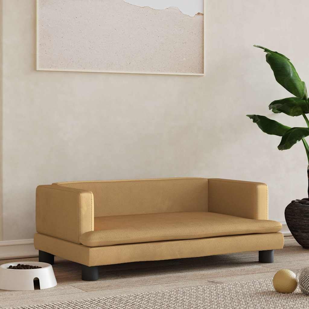 Cuccia per cani in velluto marrone, 80 x 45 x 30 cm, con materasso morbido, cestino antiscivolo e memory foam, ideale come posto per dormire per cuccioli, anziani, artrite e cuccia rilassante