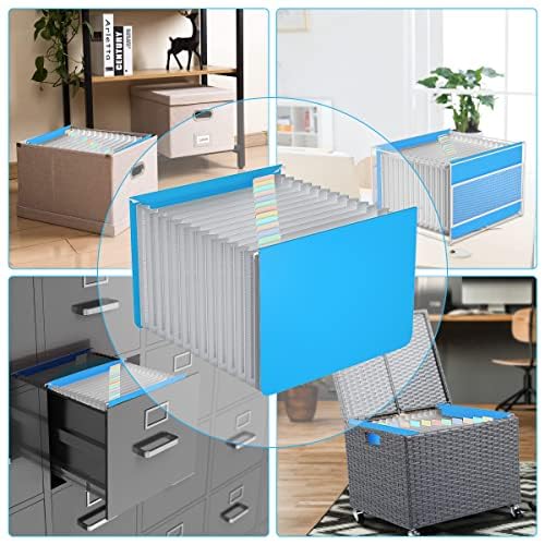 TOPCJ Pastas de arquivo suspensas expansíveis de plástico, 12 bolsos expansíveis, abas multicolorida