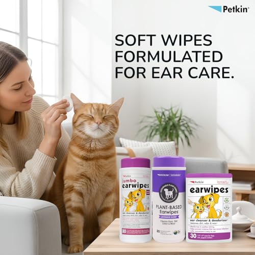 Image of Petkin Jumbo Ear Wipes, 80-Count | Jumbo Ear Cleaning Wipes