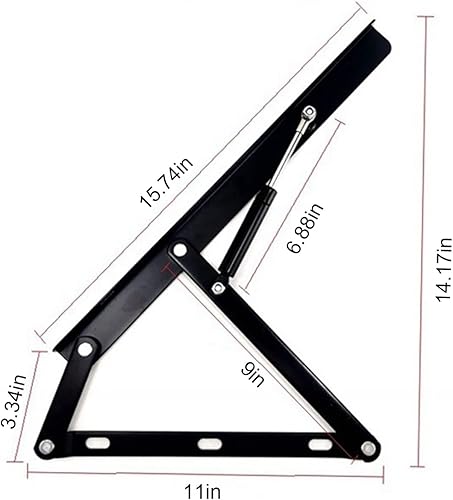 Miniatura 5 de Herrajes otomanos de almacenamiento, bisagra otomana hidráulica, bisagra de tijera, grande, accesorios para muebles de bricolaje, negro (2 unidades)