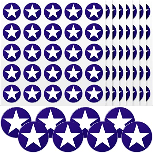 Image of Leinuosen Helmet Stickers Football Baseball Helmet Decals 1-1 /8 Inch Vinyl Sports Football Decals Self Adhesive Hockey Stickers for Hockey, Lacrosse, Batting(Blue Print White,Star)