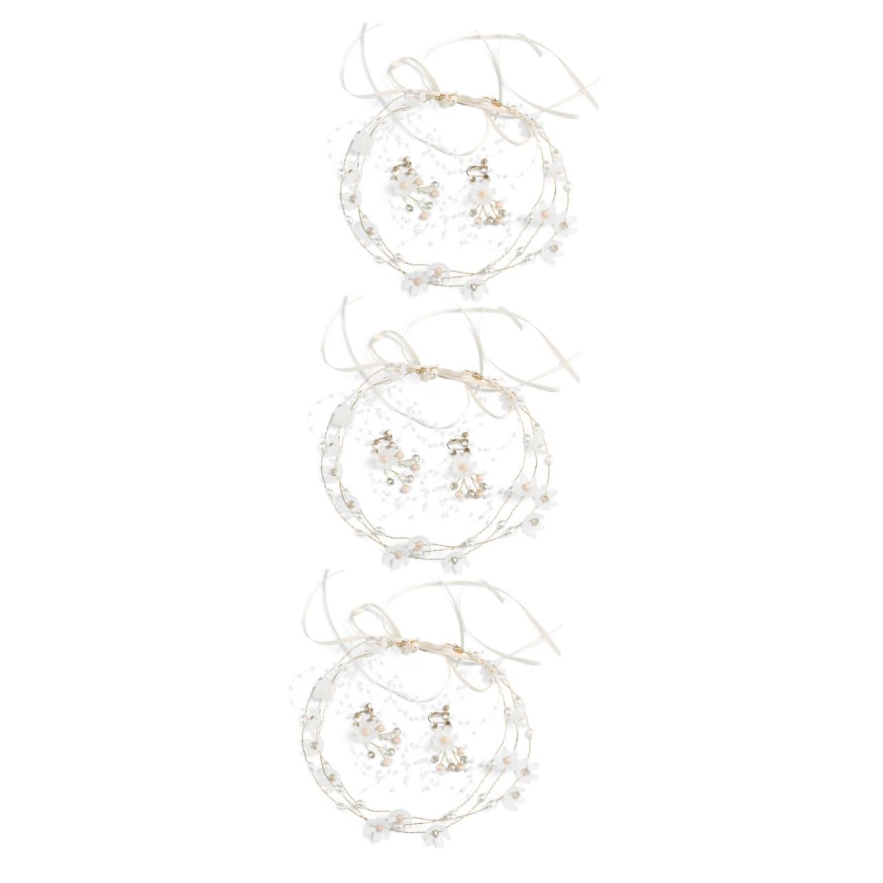FRCOLOR 3sets Cerchietto Per Sposa Con Fiori Eleganti Accessorio Per Matrimonio e Feste Adatto Per Addio Al Nubilato e Cerimonie Comodo e Leggero Per Foto e Cosplay