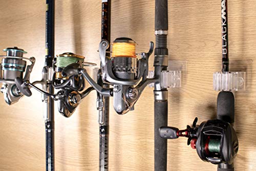 N/H Four Fishing Rod Holder. Kinds Of Easy To Install,Mounted Fishing Pole Holder, Wall-Mounted Multi-Purpose Functions, No Need To Drill Fishing Rod Rack, Can Hold Any Type Of Fishing Rod #TOP5
