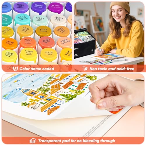 Image of Caliart Markers, 168 Colors Dual Tip Art Markers Sketch Pens Permanent Alcohol Based, with Case for Adults Artists Drawing Illustration Sketching Coloring