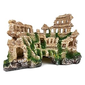 Antique Roman Column Ruin Aquarium European Castle Decoration for Fish Tank Castle Cave Hideouts Rocks Plants Supplies Accessories Safe for Freshwater and Saltwater Fish Tanks – Large