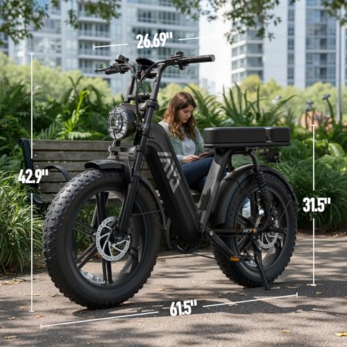 Image of TST Electric Bike for Adults, 1500W Peak Motor 60 Miles Fat Tire Ebike with 48V 15Ah Removable Battery 20 inch Fat Tire Electric Bike, Dual Suspension