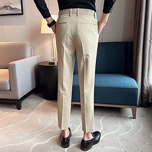 Men's Stylish Slim Fit Dress Pant Casual Straight Leg Suit Pant Breathable Business Skinny Tapered Trouser2