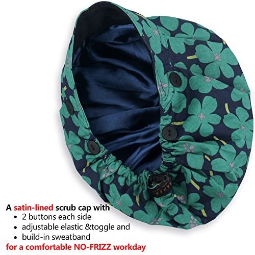 Image of ABAMERICA Bouffant Caps with Button and Sweatband, Adjustable Scrub Caps for Women Men, One Size Multi Color
