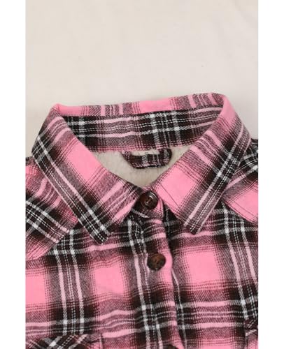 ZENTHACE Womens Sherpa Fleece Lined Flannel Jacket Button Down Plaid Flannel Shirt Jacket(All Sherpa Lining)4