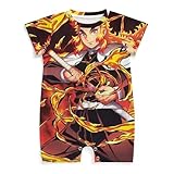 ロンパース 鬼滅の刃 炎柱 煉獄杏寿郎 ベビー服 半袖カバーオール 男の子 女の子 新生児服 0~24ヶ月 赤ちゃん服 出産祝い プレゼント かわいい