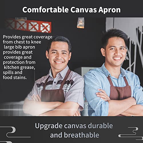 Genmai Soeasy Work Aprons For Men,Waterproof Kitchen Grill Apron With Pockets,Chef Cooking Aprons With Adjustable Straps And Pockets,Canvas Tool Garden Apron Mens Bbq Apron,Brown #TOP4