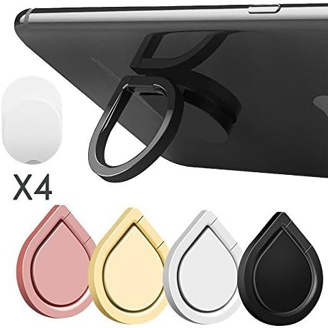 Cell Phone Ring Stand, 4 PACK Metal Phone Finger Stand Grip Kickstand, 360° Rotation Phone Ring Holder, 4 Colors Car Mounts for iPhone, iPad, Samsung, Huawei, Google, Tablet and More Smartphones