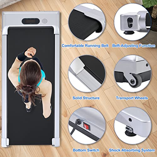 Image of 2 in 1 Under Desk Electric Treadmill 2.5HP, Remote Control, Display, Walking Jogging Running Machine Fitness Equipment for Home Gym Office EX346